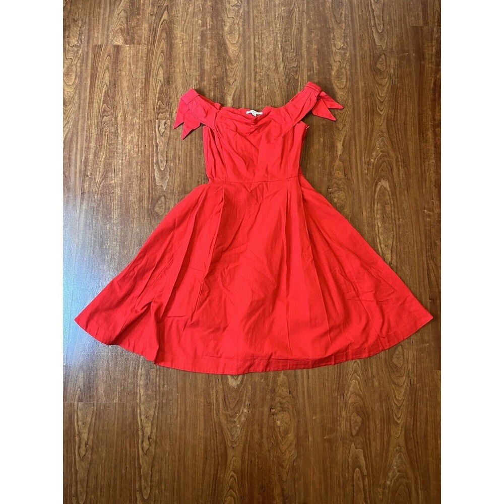 Emily And Fin Delilah Dress Small Women Red Off Shoulder Fit And Flare ModCloth